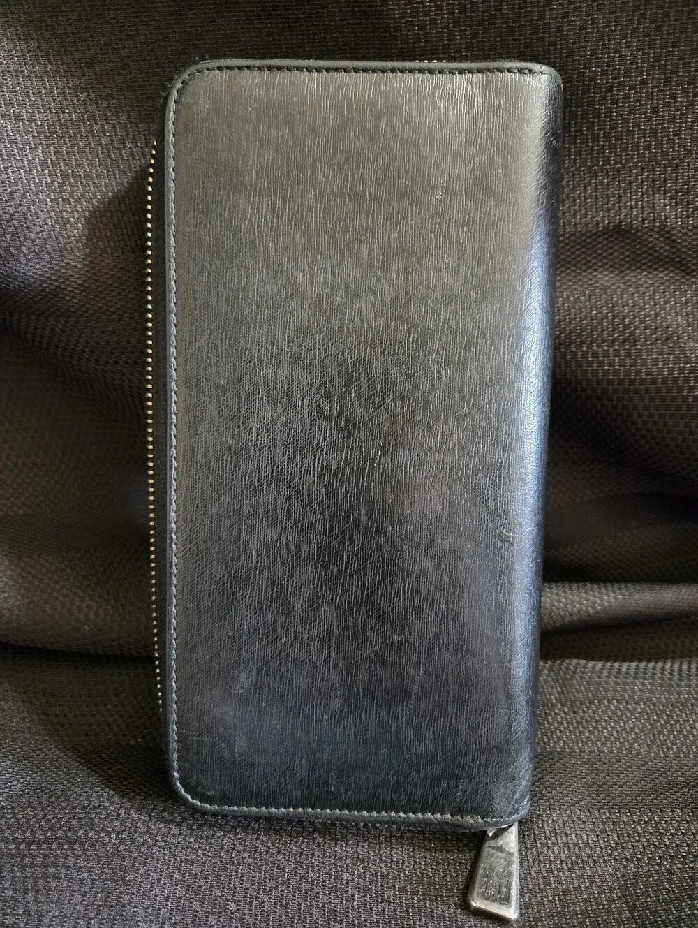 Dunhill Black Textured Leather Full Zip Wallet